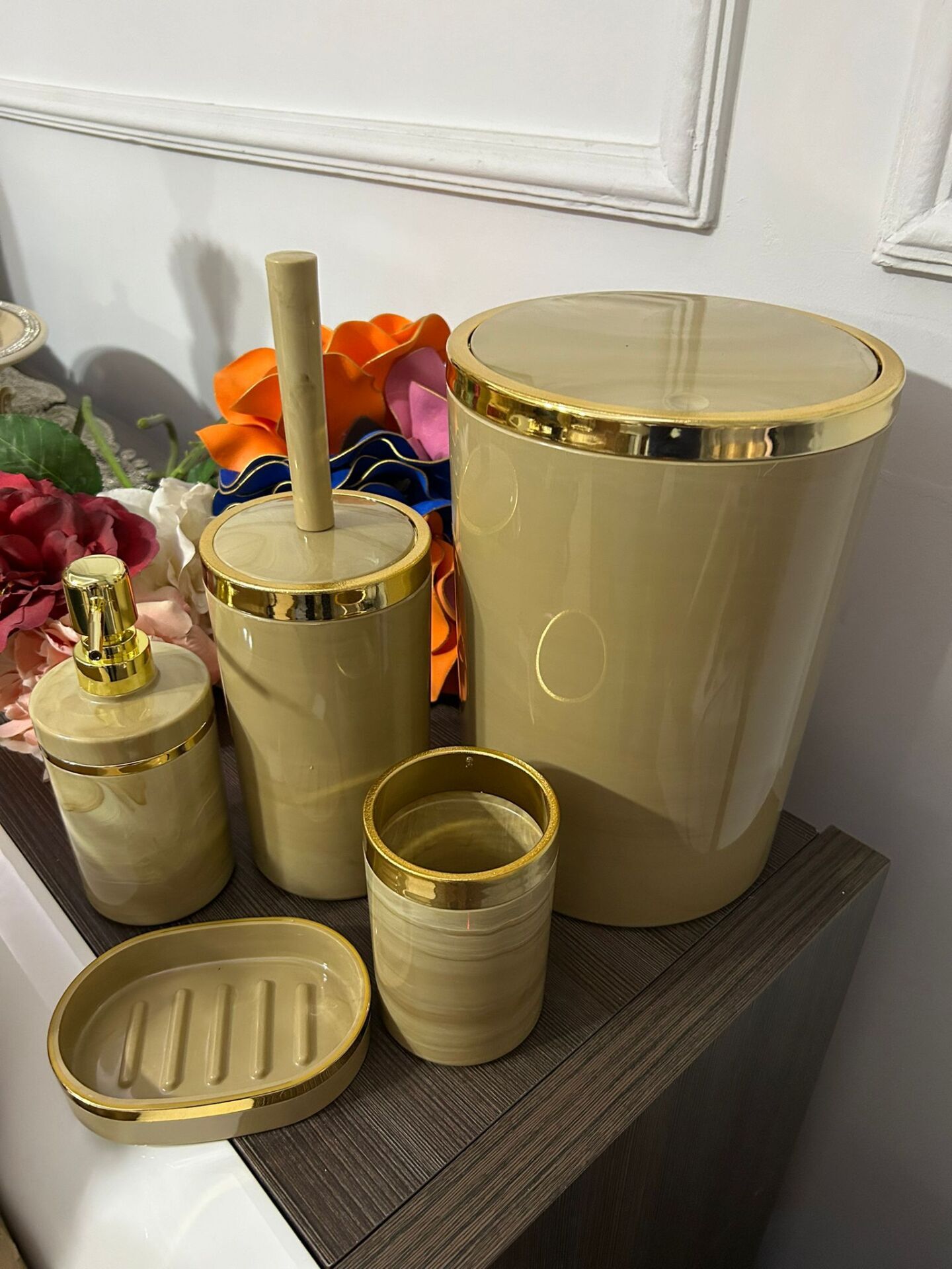 5 'Lİ BANYO YUVARLAK SET Gri
