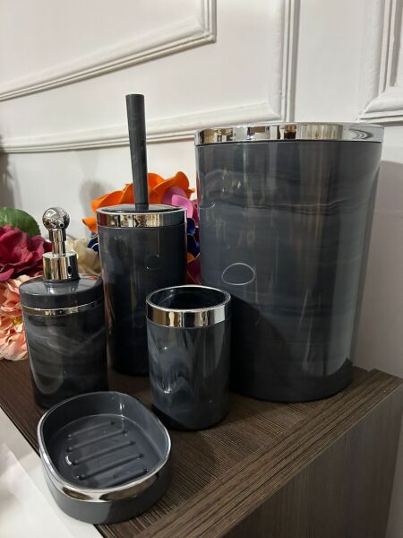5 'Lİ BANYO YUVARLAK SET Gri