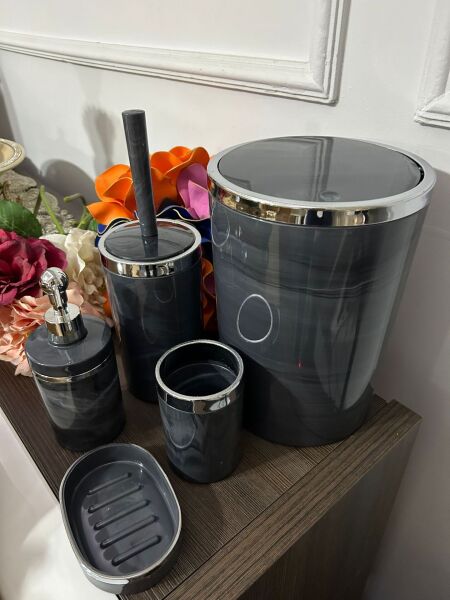 5 'Lİ BANYO YUVARLAK SET Gri