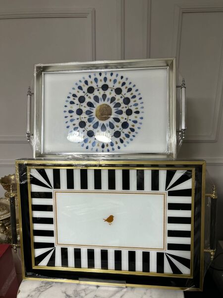 CARİNO DESENLİ TEPSİ 28X40 BÜYÜK BOY Mavi