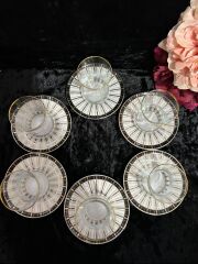 VIDREX 12 PARÇA ÇAY SETİ PORSELEN DMT303+ANT-10 ALTIN YALDIZLI  ÇİZGİLİ