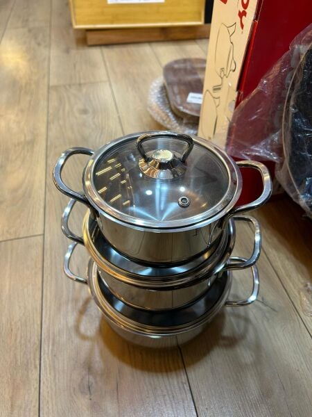 SAMIRA MİNİ TENCERE SETİ 3 LÜ CAM KAPAK