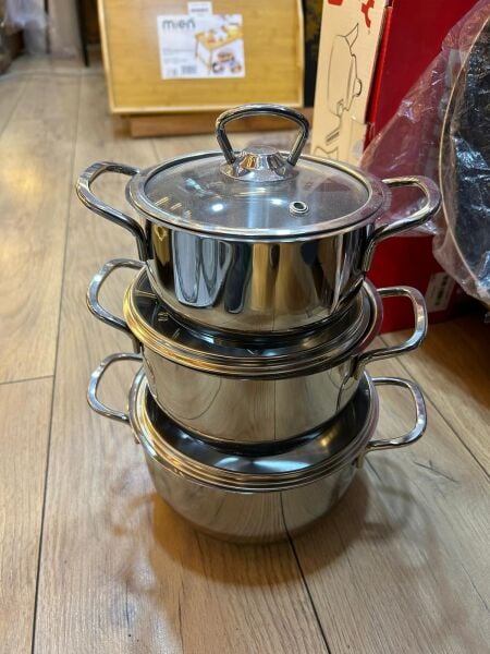 SAMIRA MİNİ TENCERE SETİ 3 LÜ CAM KAPAK