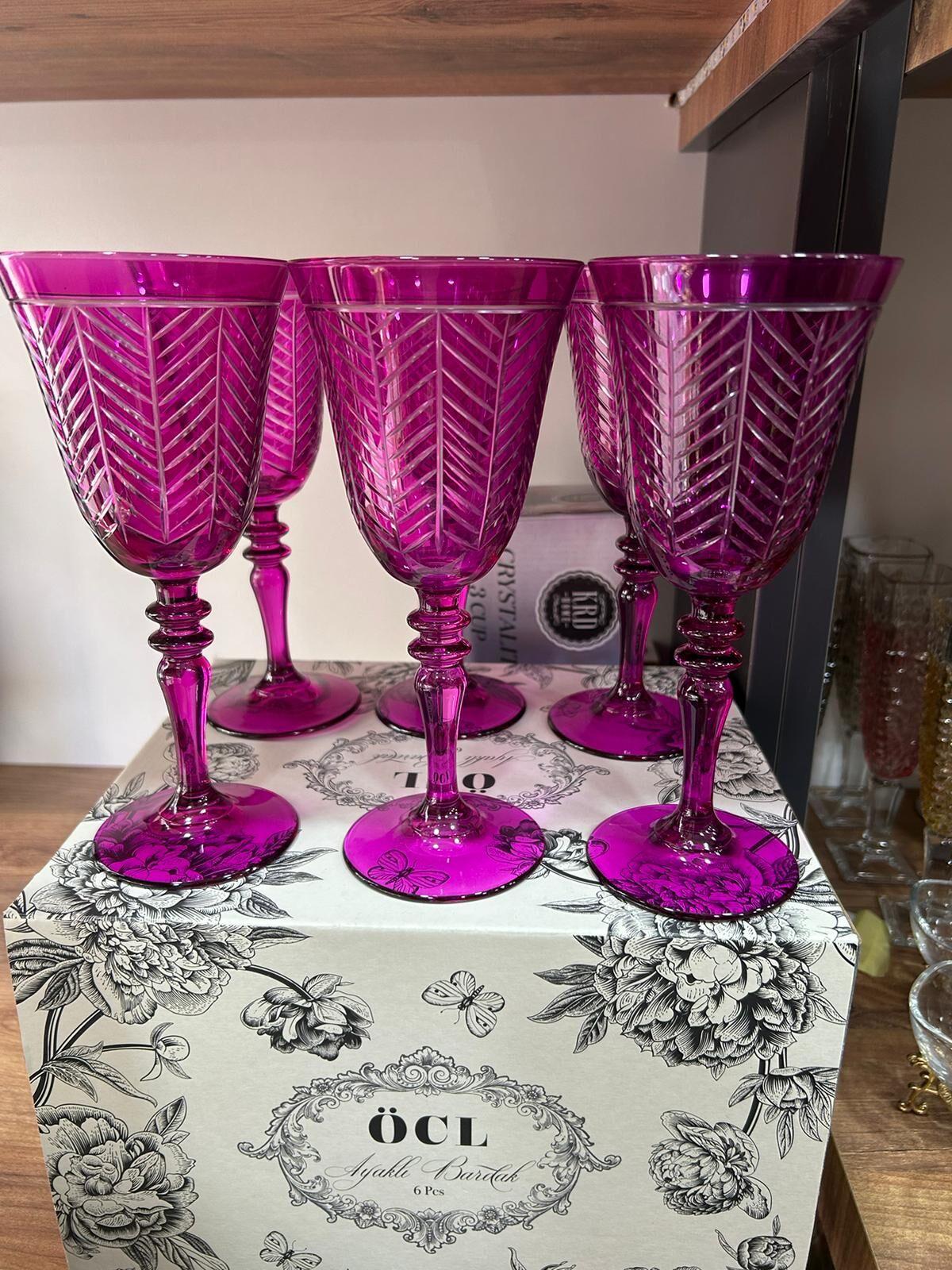 ÖCL 6 LI AYAKLI SUNUM BARDAĞI PEMBE