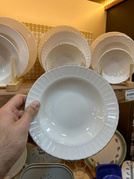 SAFİR GÜMÜŞ YALDIZLI 24 PARÇA 6 KİŞİLİK YEMEK TAKIMI