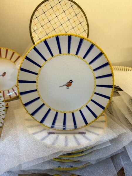 HERENCIA 17 CM SERVİS TABAĞI (ORTA BOY  MAVİ KUŞ FİGÜRLÜ )