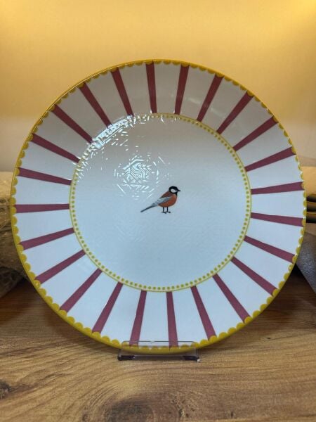 HERENCIA 26 CM SERVİS TABAĞI ( BÜYÜK BOY PEMBE KUŞ FİGÜRLÜ )