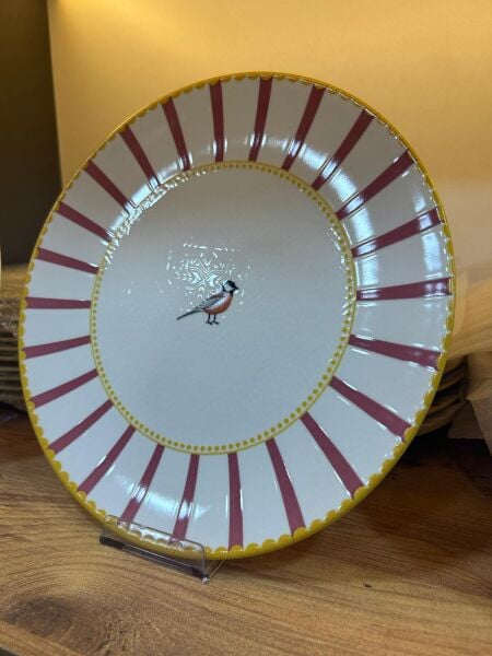 HERENCIA 26 CM SERVİS TABAĞI ( BÜYÜK BOY PEMBE KUŞ FİGÜRLÜ )