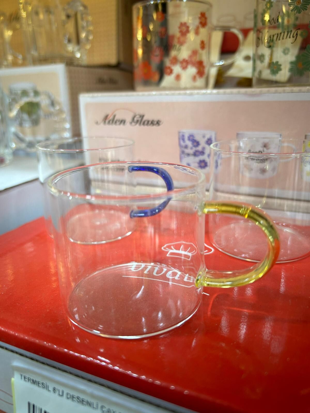 TERMİSİL 6 LI RENKLİ KULPLU ŞEFFAF  BARDAK