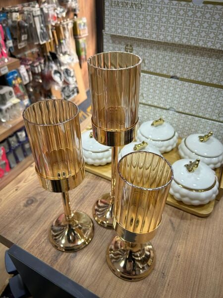 3 LÜ GOLD CAM ŞAMDAN