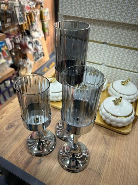 3 LÜ SILVER CAM ŞAMDAN