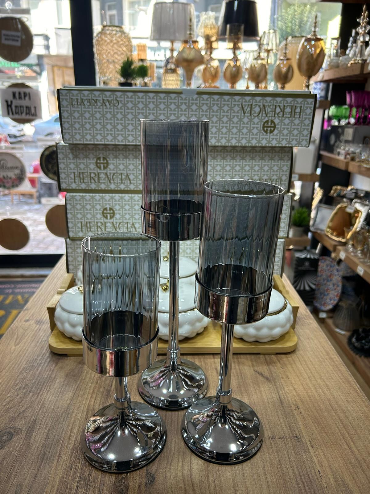 3 LÜ SILVER CAM ŞAMDAN