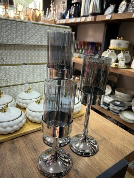 3 LÜ SILVER CAM ŞAMDAN