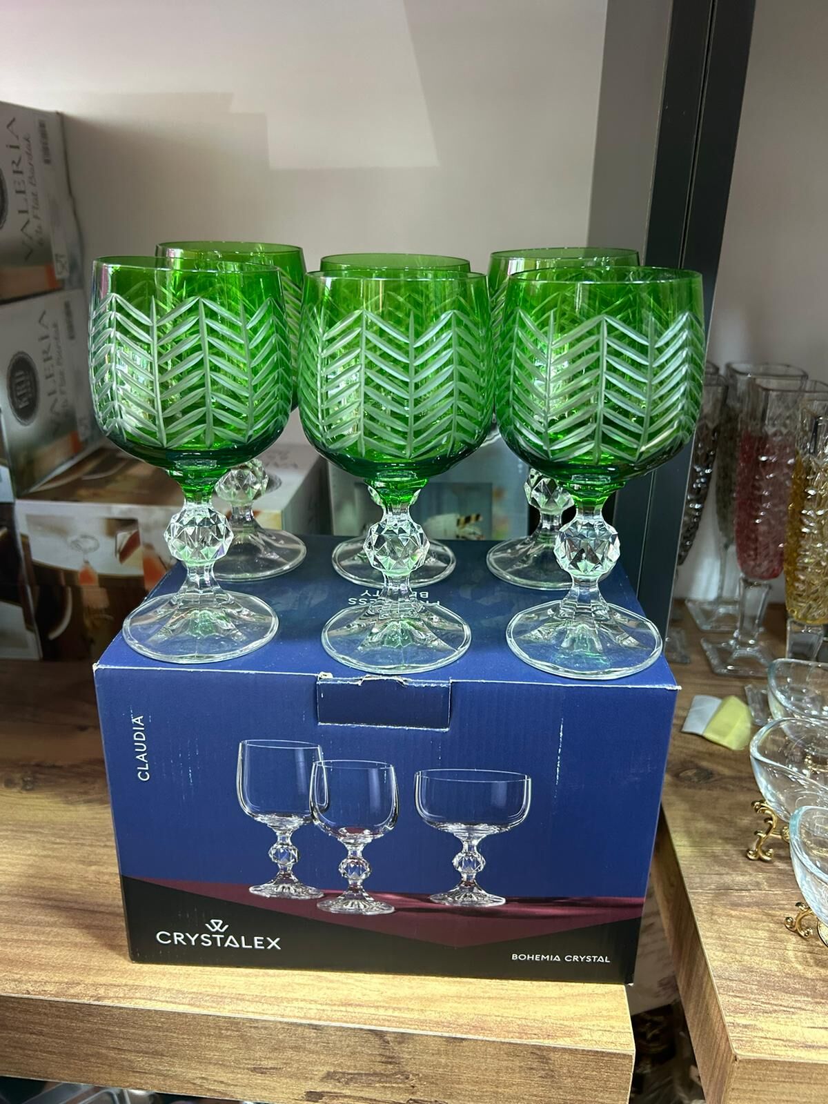 CRYSTALEX CLAUDIA YEŞİL 6 LI KADEH BARDAK
