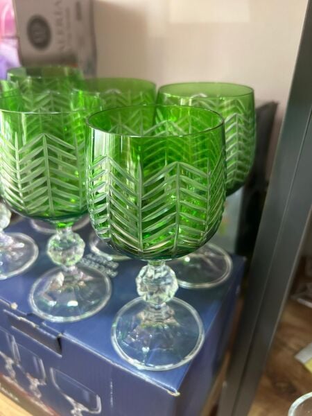 CRYSTALEX CLAUDIA YEŞİL 6 LI KADEH BARDAK