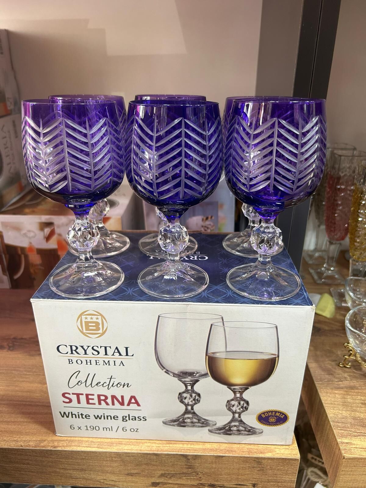 CRYSTAL BOHEMIA  MAVİ KADEH BARDAK